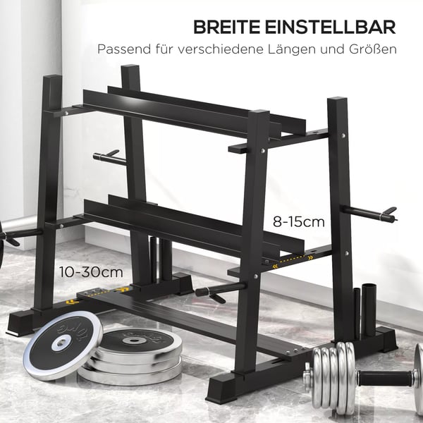 SPORTNOW Vægtstativ til håndvægte, kettlebells og vægtskiver - Sort Stål, op til 200kg, 131x75x80 cm