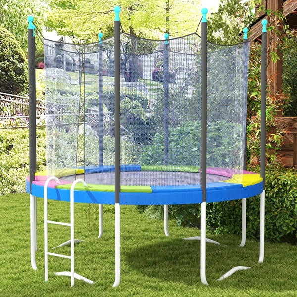 SPORTNOW Trampolinkantbeskyttelse til Ø305 cm runde havetrampoliner, UV-beskyttelse, vejrbestandig, Blå/Gul/Grøn