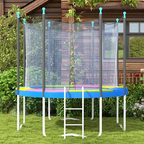 SPORTNOW Trampolinkantbeskyttelse til Ø305 cm runde havetrampoliner, UV-beskyttelse, vejrbestandig, Blå/Gul/Grøn