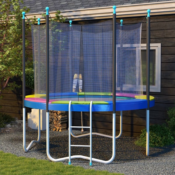 SPORTNOW Trampolinkantbeskyttelse til Ø305 cm runde havetrampoliner, UV-beskyttelse, vejrbestandig, Blå/Gul/Grøn