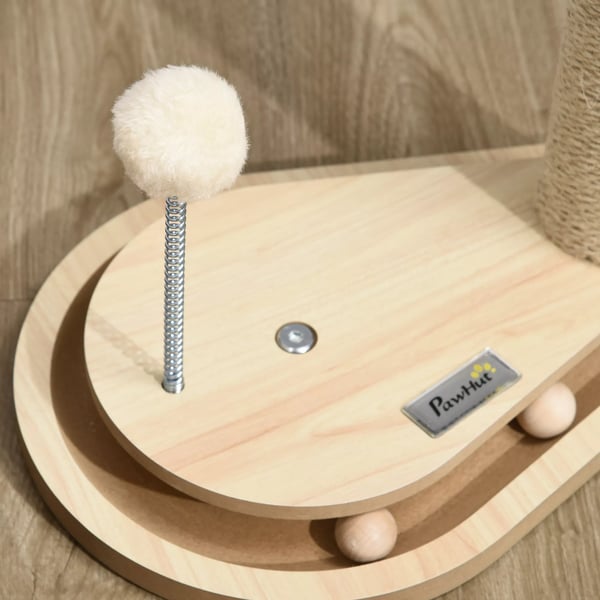 PawHut raapimispuu kissoille, 40 cm, juuttiköysi & pallolelu, luonnonväri