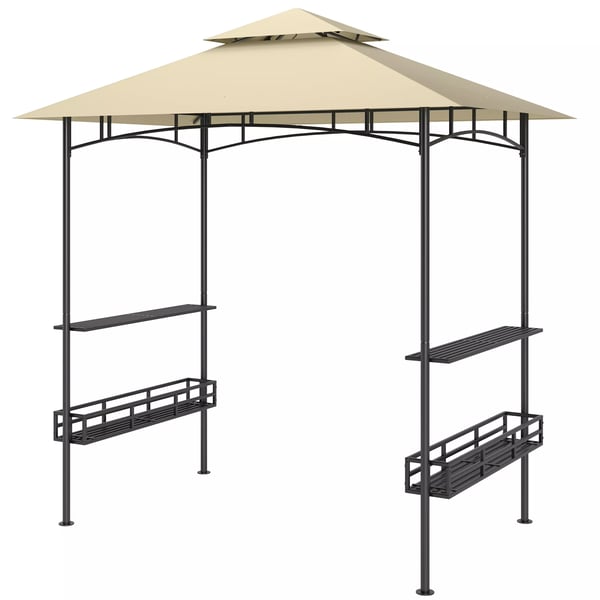 Outsunny Grillhage, Beige, Stål, 240x150x257 cm, Vannavstøtende, Brandsikkert, UV-beskyttelse, Skygge for uteplass