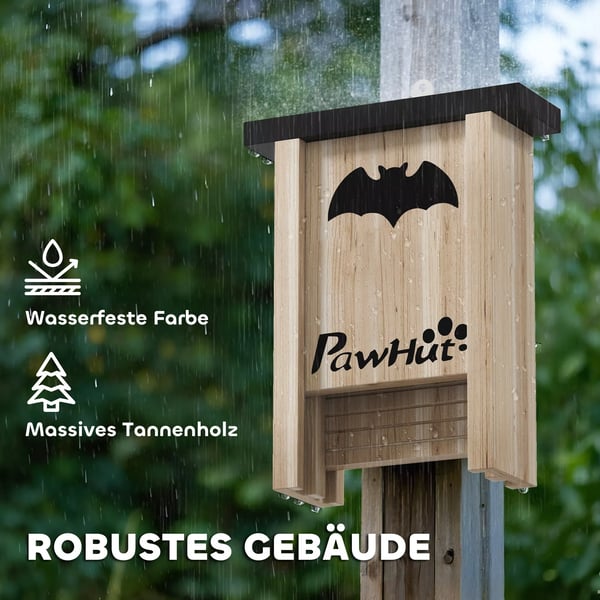 PawHut Flagermuskasse Sæt af 3 - Grantræ, Naturholz - 18 x 6 x 22,5 cm