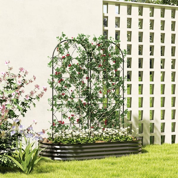 Outsunny Espalier i Metal til Klatreplanter - 2 stk., 50x150 cm, Sort