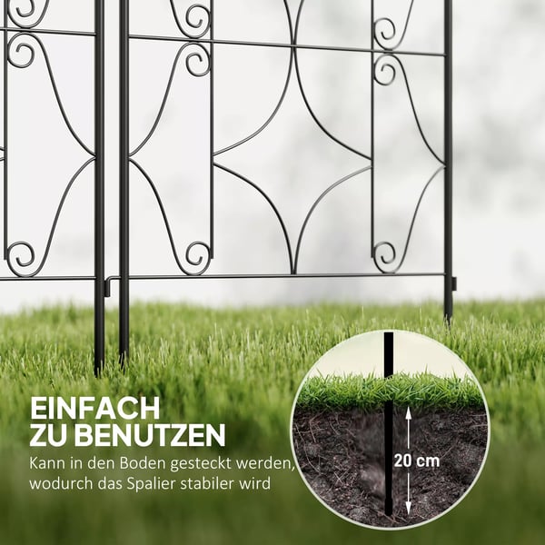 Outsunny Espalier i Metal til Klatreplanter - 2 stk., 50x150 cm, Sort