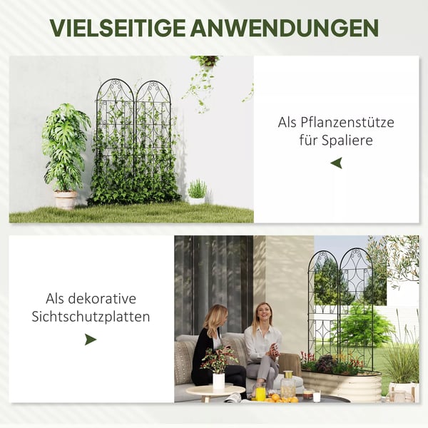 Outsunny Espalier i Metal til Klatreplanter - 2 stk., 50x150 cm, Sort