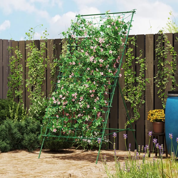 Outsunny A-formet espalier af stål til klatreplanter, grøn, 101x133x227 cm