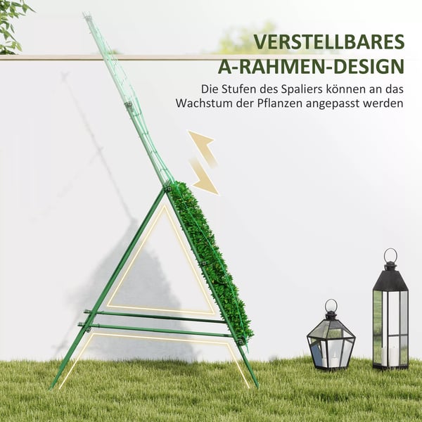 Outsunny A-formet espalier af stål til klatreplanter, grøn, 101x133x227 cm