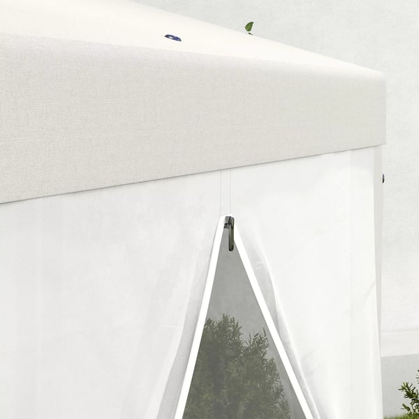 4x4m sekskantet partytelt med myggenet, havetelt, festtelt, polyester metal, creme