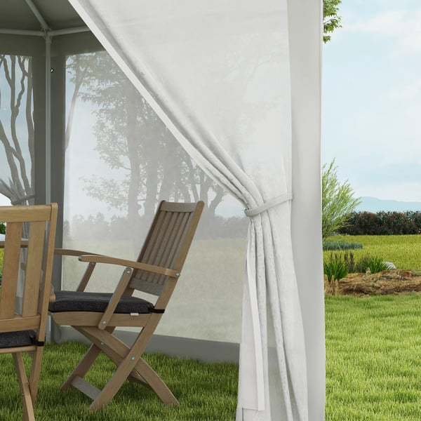 4x4m sekskantet partytelt med myggenet, havetelt, festtelt, polyester metal, creme