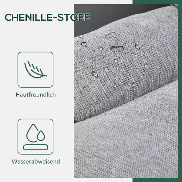 HOMCOM Drejestol, Chenille Loungestol, Vandafvisende, Polstret, 360 Rotation, Grå, Polyester