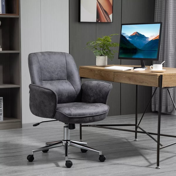 Ergonomisk Kontorsstol Mörkgrå Polyester Höjdjusterbar Gungfunktion 120 kg