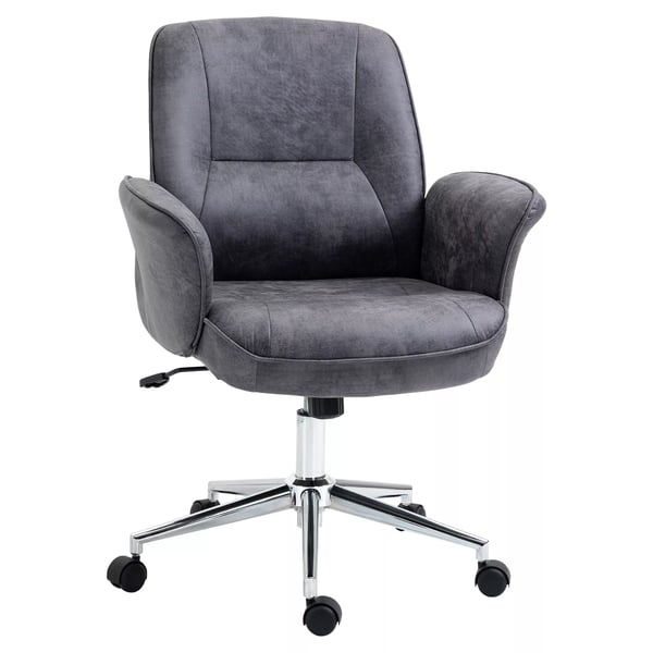 Ergonomisk Kontorsstol Mörkgrå Polyester Höjdjusterbar Gungfunktion 120 kg