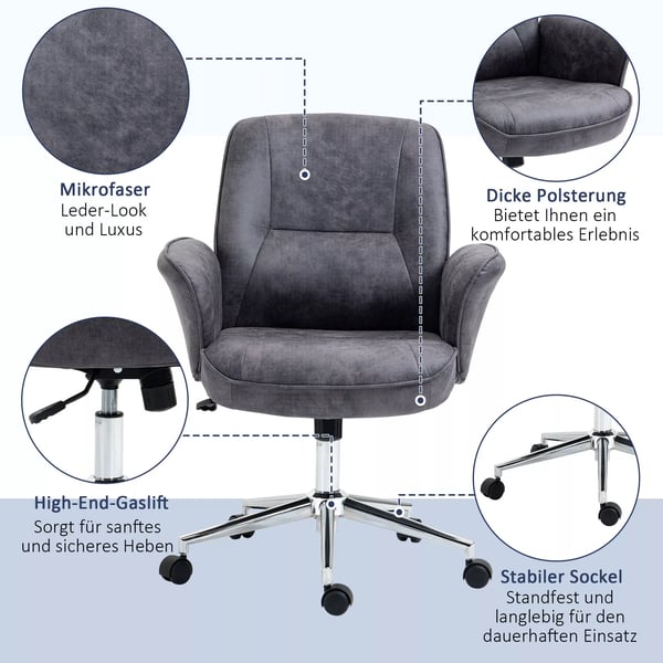 Ergonomisk Kontorsstol Mörkgrå Polyester Höjdjusterbar Gungfunktion 120 kg