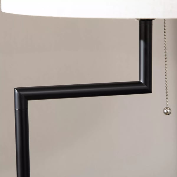 HOMCOM Standerlampe med hylde, stål, bambus, linned (polyester), 40W, Ø40 x 168 cm, natur+sort+beige