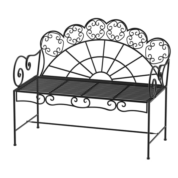 Outsunny Trädgårdsbänk Parkbänk Sittbänk Bänk Trädgårdsmöbler 2-sits Metall