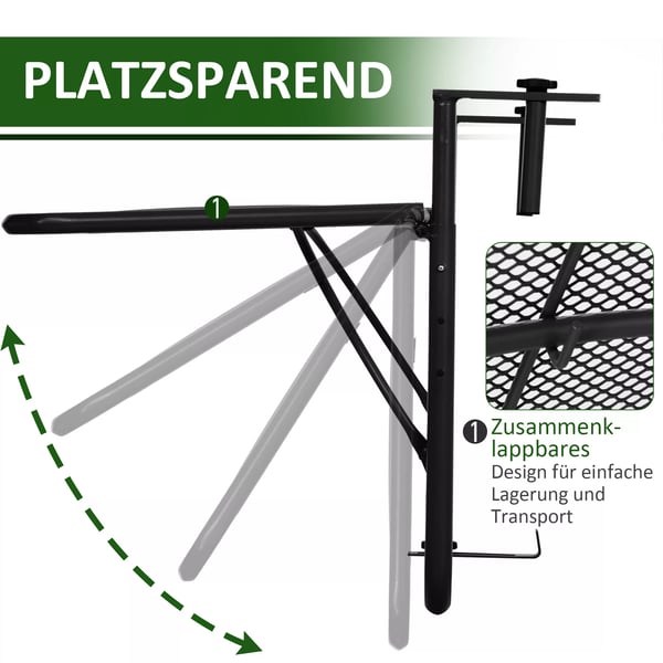 Outsunny Balkonghängbord höjdjusterbart fyrkantigt metall svart L60xB56,5xH45cm