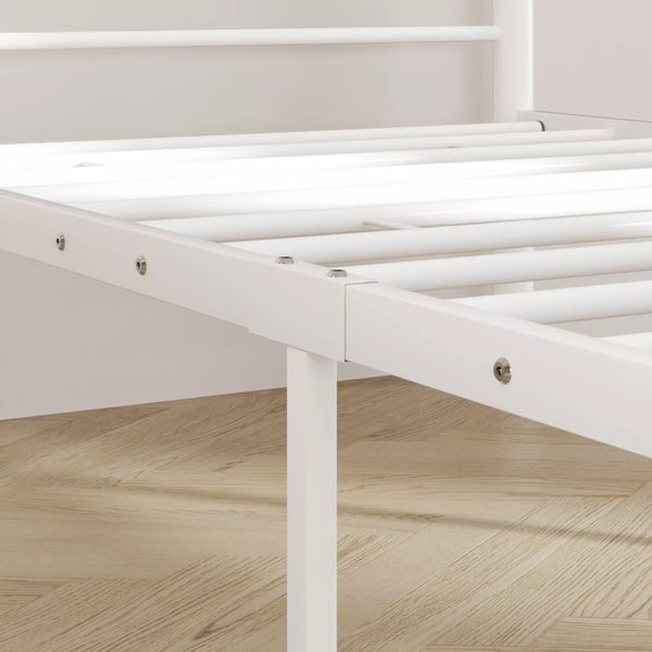 HOMCOM enkeltsengestel i stål 200x90 cm, hvid - robust og stilren sengekonstruktion med god opbevaringsplads under