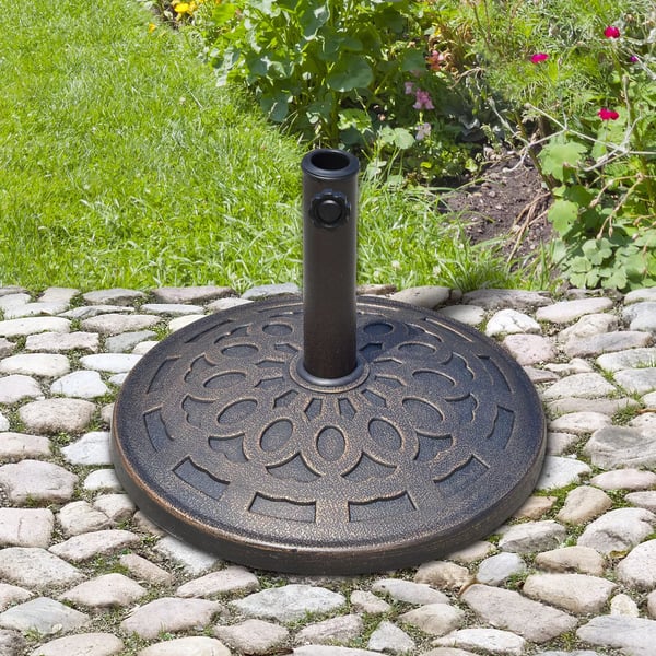 Outsunny parasolfod, rund, harpiks, bronze, 14 kg, til Ø38/48 mm, Ø48,5 x H34 cm