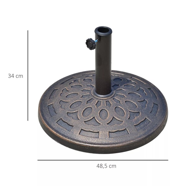 Outsunny parasolfod, rund, harpiks, bronze, 14 kg, til Ø38/48 mm, Ø48,5 x H34 cm