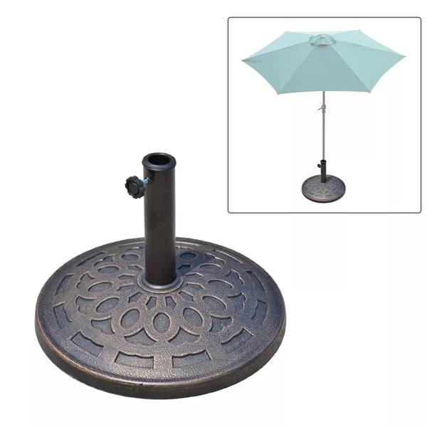 Outsunny parasolfod, rund, harpiks, bronze, 14 kg, til Ø38/48 mm, Ø48,5 x H34 cm