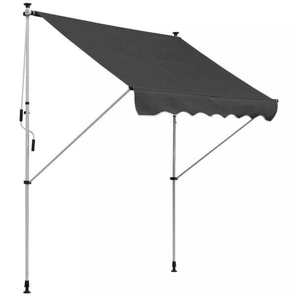 Outsunny Klämmmarkis 200x150cm, Höjdjusterbar 1.7-2.8m, Grå Aluminium & Polyester