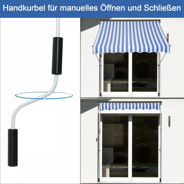 Outsunny Klemmbeslag Markise 200x150 cm Blå/Hvid - Højdejusterbar 1.7-2.8 m - Aluminium/Stål/Polyester