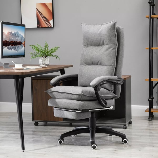 Massagestol Drejestol, Gamingstol, Kontorstol, Ergonomisk Skrivebordsstol, Højdejusterbar, Nylon, Grå, 70x62x120-130cm