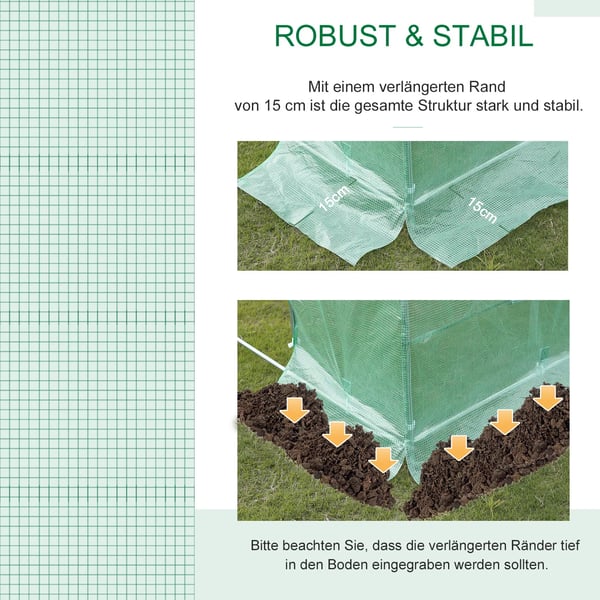 Outsunny polyethylenfolie 6x3x2m, erstatningsfolie med 12 vinduer, til havetunnel, drivhusfolie, havefolie, polyethylen