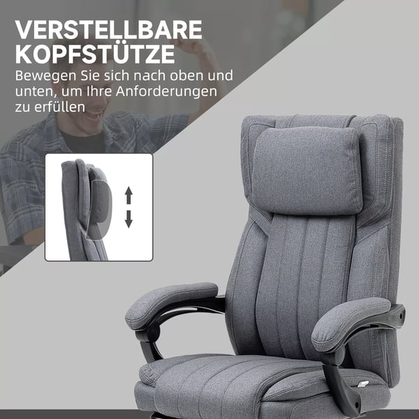 Vinsetto hierova toimistotuoli, ergonominen työtuoli, pellava, harmaa