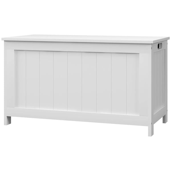 HOMCOM opbevaringskiste i hvid MDF med låg og håndtag, 81x40x46 cm
