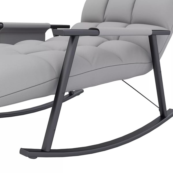 HOMCOM Gyngestol med Fodskammel, Justerbar Ryglæn, Sidekasse, Mikrofiber, Grå - Polyester, Stål