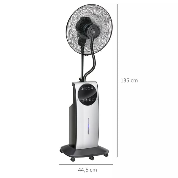 HOMCOM-lattiatuuletin vesisumulla, 90W viilennystuuletin, 3,1L vesisäiliö, 3 puhallustilaa, pyörät, kaukosäädin, musta