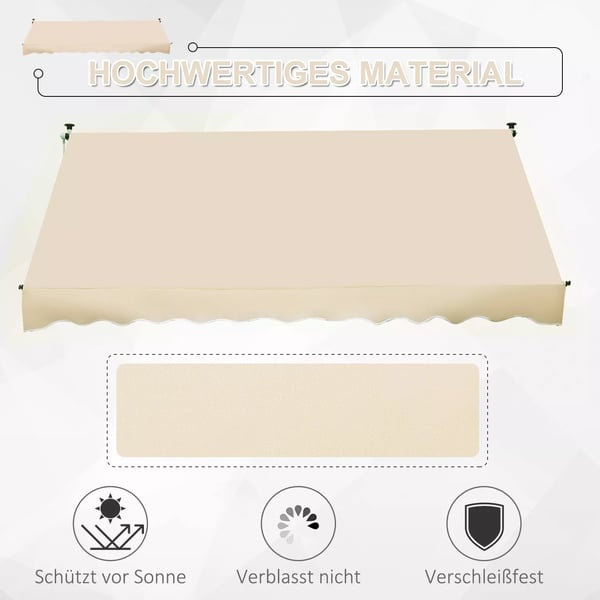 Outsunny Klemmmarkise Beige 300 x 150 cm - UV-beskyttelse, højdejusterbar, aluminium/polyester