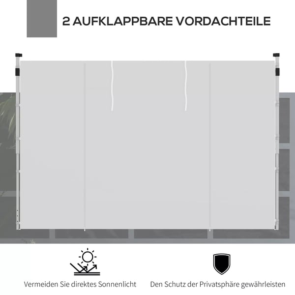 Outsunny Pavillon sidepaneler 2-pak, sidevægge med vindue & dør til 3x3/3x6 m pavillon, Oxford, hvid