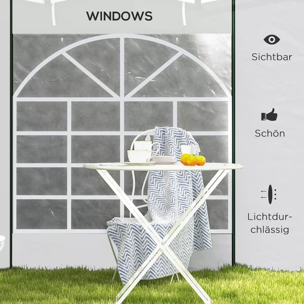 Outsunny Pavillon sidepaneler 2-pak, sidevægge med vindue & dør til 3x3/3x6 m pavillon, Oxford, hvid