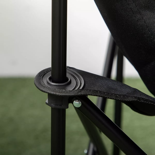 Outsunny foldbar campingstol, sort polyester med sidelomme, stålramme, bærbar til udendørs brug