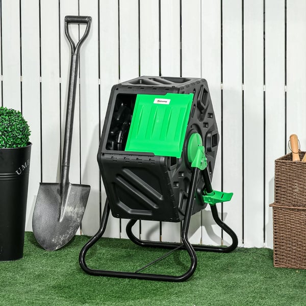 Outsunny Roterbar Kompostkværn 65L - Hurtig Havekompostbeholder af Plast