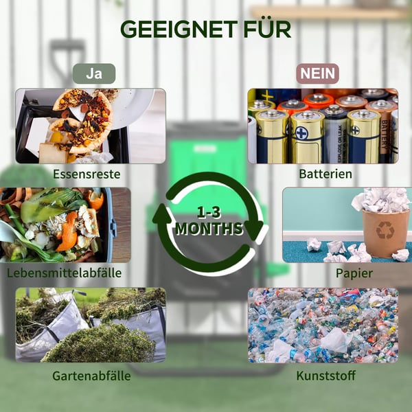 Outsunny Roterbar Kompostkværn 65L - Hurtig Havekompostbeholder af Plast