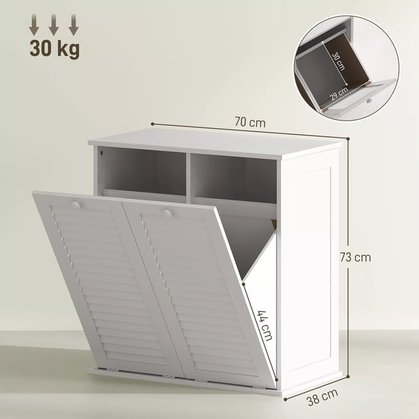 Tvättskåp med 2 korgar, 70x38x73 cm, Vit