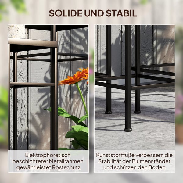 3-pack blomställningar med mosaik, härförg färg Blå+Vit, metall, 3 olika storlekar