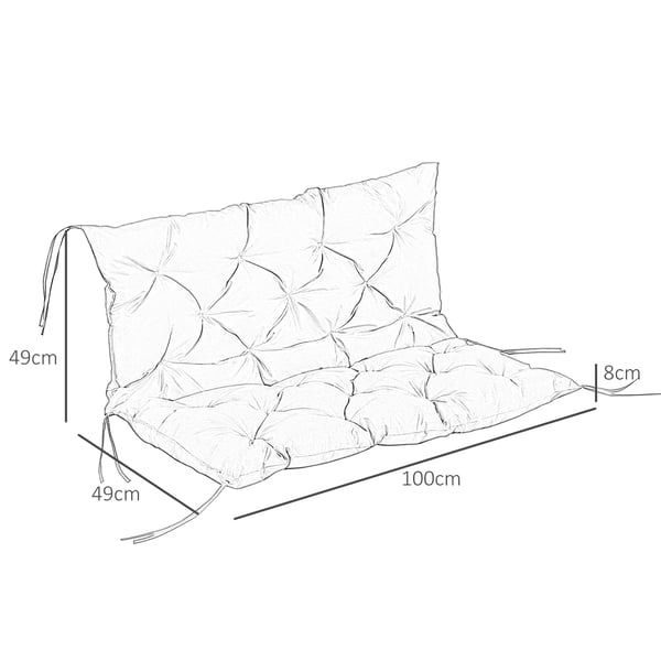 Outsunny 3-sædet Bænkpude, Polyester/Skum, Sort, 100x98x8 cm