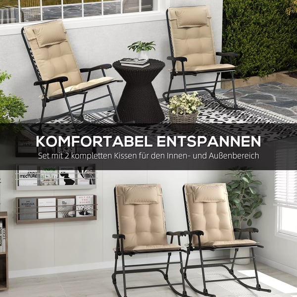 Outsunny 2 kpl aurinkotuolityynyjä, vettähylkivä, polyesteri, beige, 50x116x5 cm