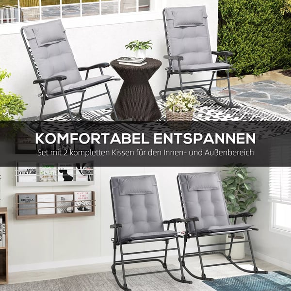 Outsunny 2 stk. liggestolshynder, vandafvisende, til havestol og strandstol, polstret, 50x116x5 cm, lysegrå