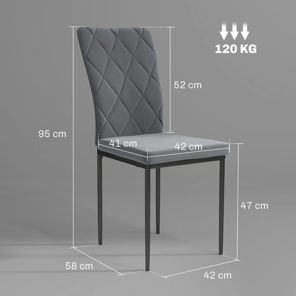 Spisestuestole, Mørkegrå Polstrede Køkkenstole 4 stk. med Ryglæn i Polyester