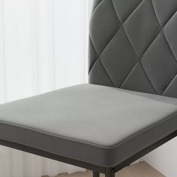Spisestuestole, Mørkegrå Polstrede Køkkenstole 4 stk. med Ryglæn i Polyester