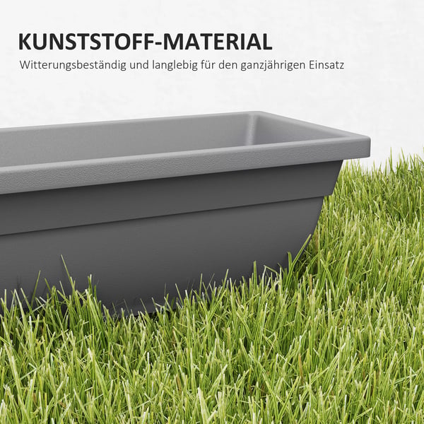 Outsunny 5 stk blomsterpotter i plast, stabelbare, vejrbestandige, grå, 59x21x16 cm