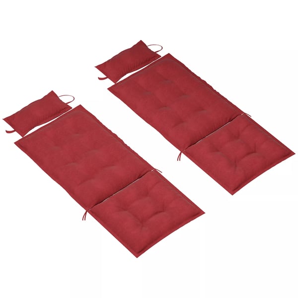 Outsunny 2-delad dyna för solsäng, vattenavvisande, polyester, 50x116x5 cm, vinröd
