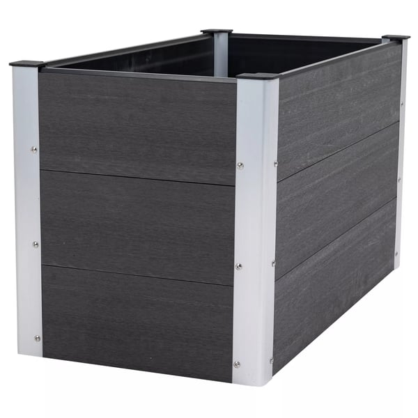 Outsunny højbed, vejrbestandig plantekasse af WPC + aluminium, uden bund, grå, 100x50x50cm