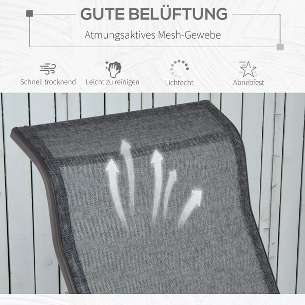 Outsunny gyngestol til haven, afslapningsstol, havestol, gyngestol i metal til have, terrasse og balkon, texteline, 60x75x104cm